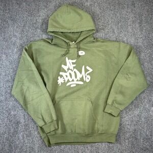 MF DOOM Graffiti Logo Hoodie Mens Large Olive Green Gildan Heavy Sweatshirt